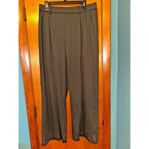 Halara Olive Green High Waist Wide Leg Pull On Dress Pants With Pockets Large